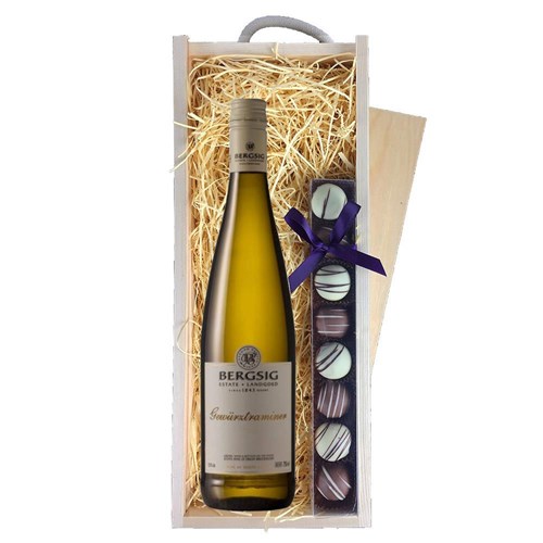 Bergsig Estate Gewurztraminer 75cl White Wine & Truffles, Wooden Box